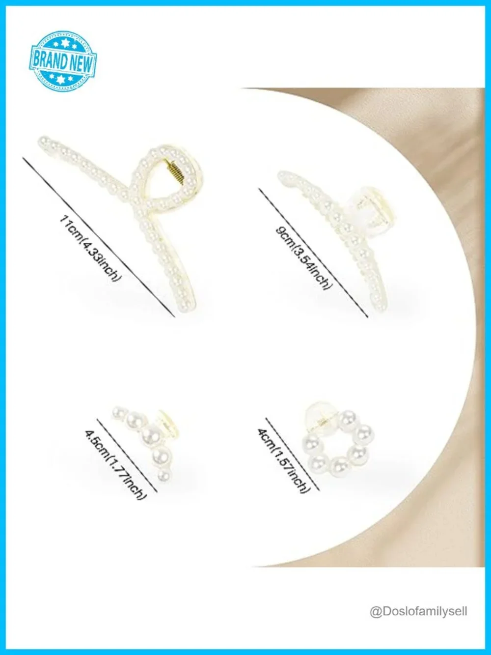 8PCS Pearl Claw Clips for Thick and Thin Hair